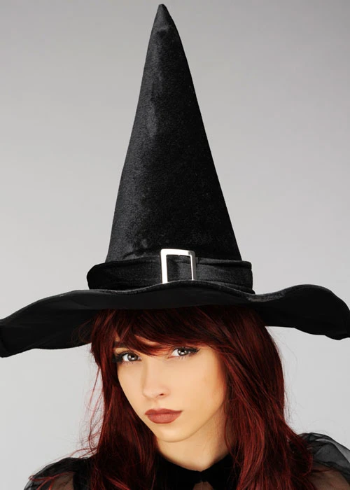 Womens Halloween Black Velvet Witch Hat 3 Womens Halloween Black Velvet Witch Hat