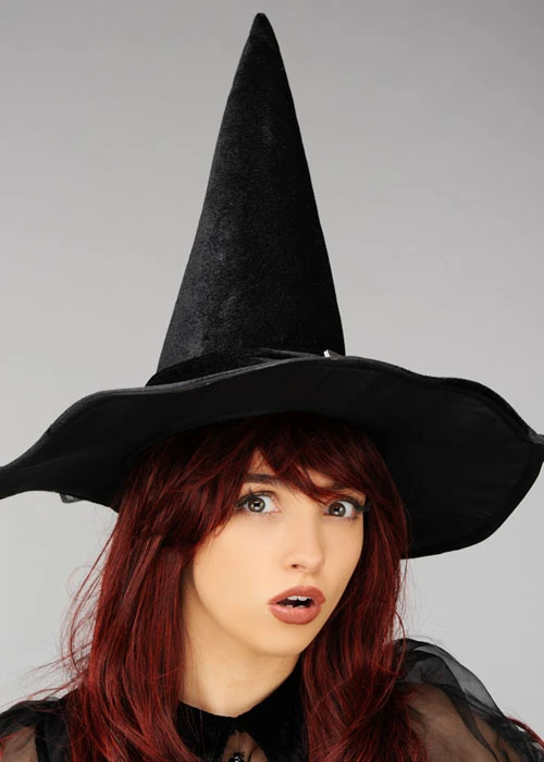 Womens Halloween Black Velvet Witch Hat 4 Womens Halloween Black Velvet Witch Hat - Image 2