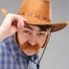 Mens Brown Suede Look Elroy Cowboy Hat -Halloween Fans Shop 01268 brown suede cowboy hat