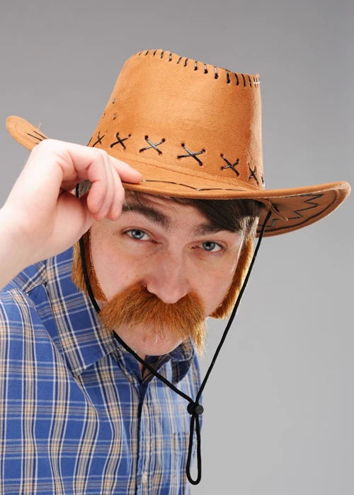 Mens Brown Suede Look Elroy Cowboy Hat 3 Mens Brown Suede Look Elroy Cowboy Hat