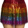Womens 1970s Disco Rainbow Sequin Mini Skirt 2 Womens 1970s Disco Rainbow Sequin Mini Skirt -Halloween Fans Shop 01720 rs