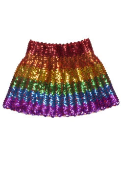 Womens 1970s Disco Rainbow Sequin Mini Skirt -Halloween Fans Shop 01720 rs 02