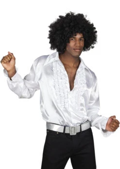 Adult Size 1970s White Frilly Ruffled Disco Shirt