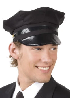 Black Peaked Cap Drivers Chauffeurs Hat