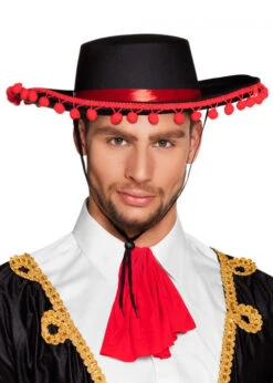Mens Red Bobble Spanish Flamenco Hat