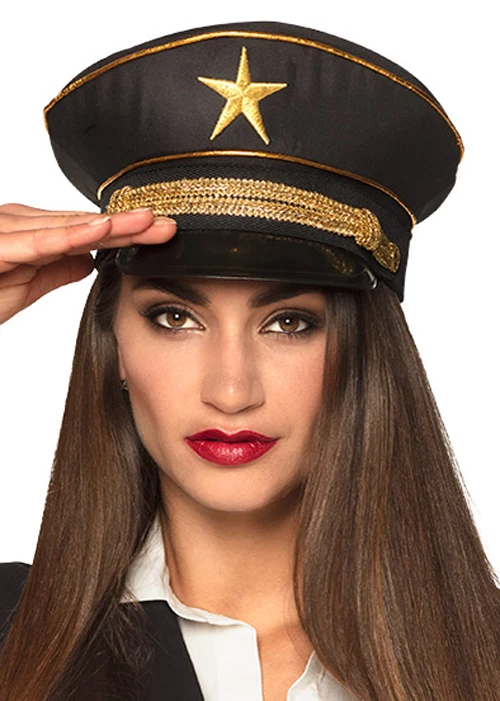 Womens Black And Gold Military General Hat 3 Womens Black And Gold Military General Hat