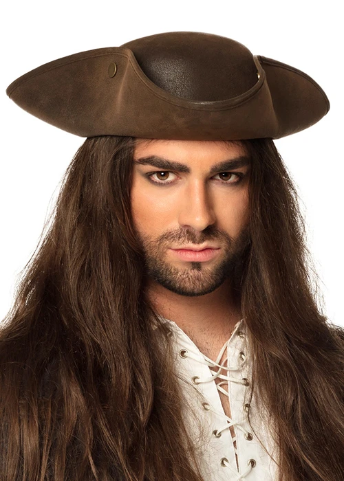 Adult Size Deluxe Brown Tricorn Pirate Hat 3 Adult Size Deluxe Brown Tricorn Pirate Hat