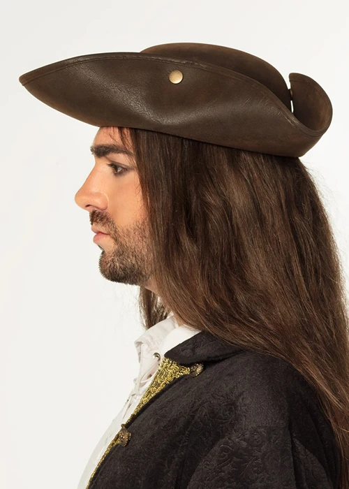 Adult Size Deluxe Brown Tricorn Pirate Hat 4 Adult Size Deluxe Brown Tricorn Pirate Hat - Image 2