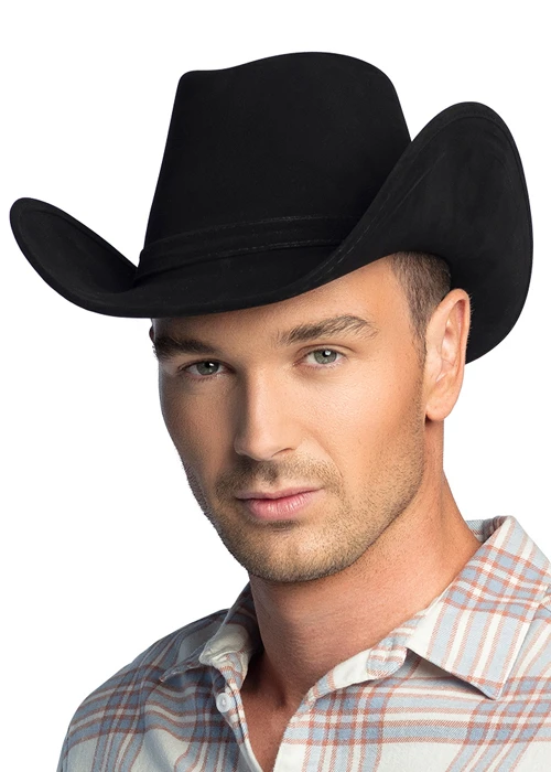 Western Black Leather Look Wyoming Cowboy Hat 3 Western Black Leather Look Wyoming Cowboy Hat