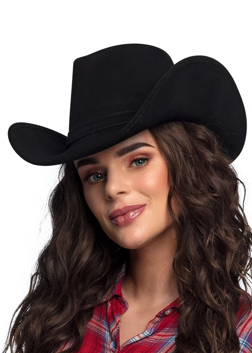 Western Black Leather Look Wyoming Cowboy Hat 4 Western Black Leather Look Wyoming Cowboy Hat - Image 2