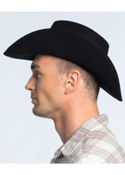 Western Black Leather Look Wyoming Cowboy Hat 9 Western Black Leather Look Wyoming Cowboy Hat -Halloween Fans Shop 04353 rs 02