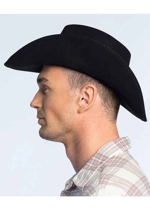 Western Black Leather Look Wyoming Cowboy Hat 5 Western Black Leather Look Wyoming Cowboy Hat - Image 3