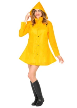 Adult Womens Fancy Dress Yellow Raincoat