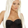 Ladies Long Straight Blonde Centre Parting Wig -Halloween Fans Shop 06753rs