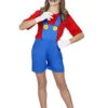 Kids Size Super Mario Style Plumber Girl Costume