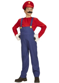 Teen Size Super Mario Style Plumber Costume