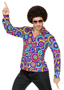 Mens 1970s Psychadelic Groovy Disco Shirt