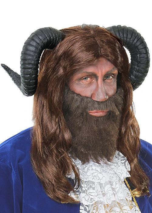 Mens The Beast Style Brown Wig With Horns 3 Mens The Beast Style Brown Wig With Horns