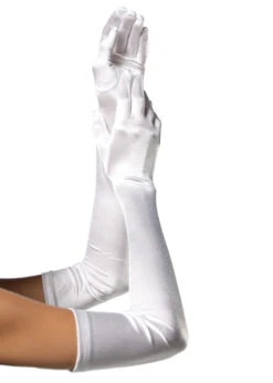 Extra Long 1920s Ladies White Satin Opera Gloves