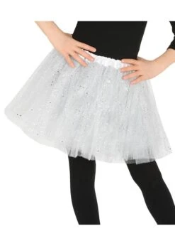 Kids Size White Glitter Fairy Tutu Skirt