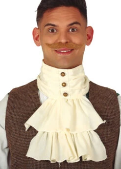 Mens Steampunk Off White Frilly Jabot Neck Ruff
