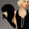 Deluxe 20s Flapper Girl Black Feather Fan 1 Deluxe 20s Flapper Girl Black Feather Fan -Halloween Fans Shop 1920s black feather flapper girl fan