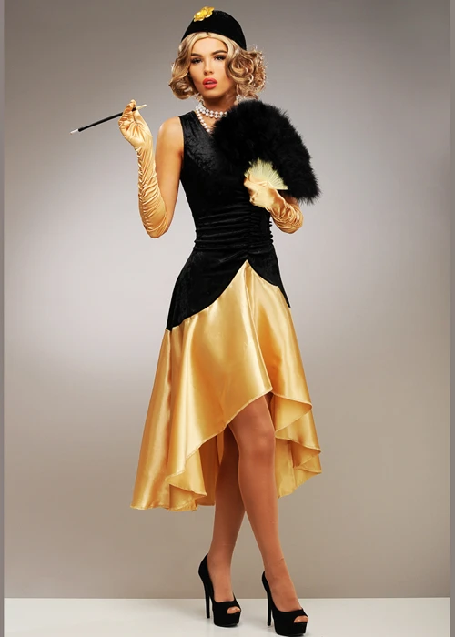 Womens 1920s Long Gold Great Gatsby Costume 4 Womens 1920s Long Gold Great Gatsby Costume - Image 3
