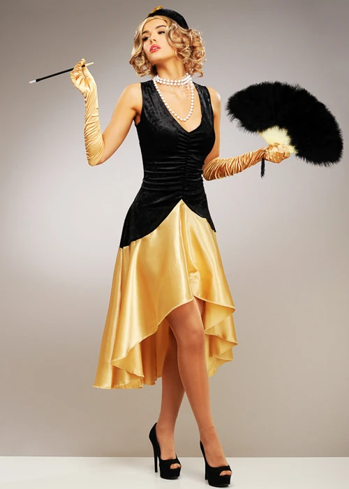 Womens 1920s Long Gold Great Gatsby Costume 5 Womens 1920s Long Gold Great Gatsby Costume - Image 4