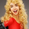 Womens 1980s Kylie Minogue Style Blonde Curly Wig 2 Womens 1980s Kylie Minogue Style Blonde Curly Wig -Halloween Fans Shop 1980s curly blonde kylie minogue wig