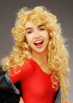 Womens 1980s Kylie Minogue Style Blonde Curly Wig