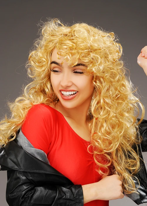 Womens 1980s Kylie Minogue Style Blonde Curly Wig 4 Womens 1980s Kylie Minogue Style Blonde Curly Wig - Image 2