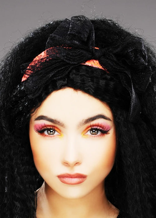 80s Fancy Dress Neon Orange Lace Hair Bow 4 80s Fancy Dress Neon Orange Lace Hair Bow - Image 2