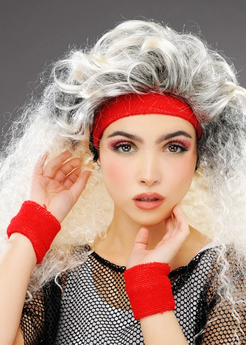 Red 1980s Headband Sweatbands Set 3 Red 1980s Headband Sweatbands Set