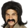 Mens Black 1970s Disco Wig -Halloween Fans Shop 20286rs