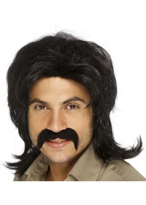 Mens Black 1970s Disco Wig 3 Mens Black 1970s Disco Wig