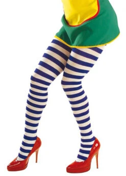 Plus Size Blue And White Striped Tights