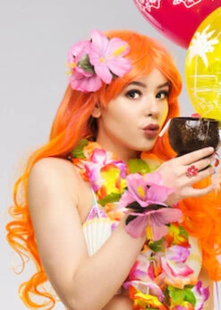 Pink Flower Hawaiian Hair Clip 7 Pink Flower Hawaiian Hair Clip -Halloween Fans Shop 21738 pink hawaiian hair clip 02