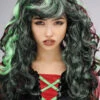 Ladies Curly Green And Purple Witch Wig -Halloween Fans Shop 21909 green curly witch wig