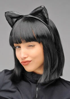 Cute Black Cat Ears On Headband 7 Cute Black Cat Ears On Headband -Halloween Fans Shop 2321A black leather cat ears 02