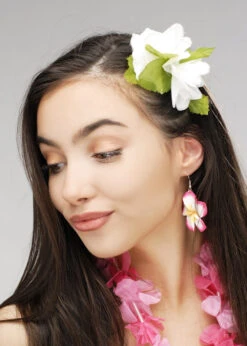 White Hawaiian Flower Hair Clip