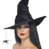 Black Velvet Witch Hat With Spider -Halloween Fans Shop 24146rs