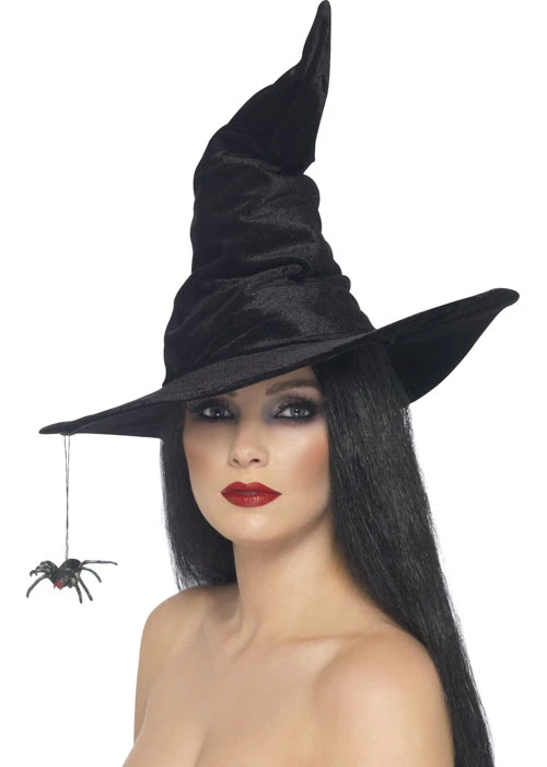Black Velvet Witch Hat With Spider 3 Black Velvet Witch Hat With Spider