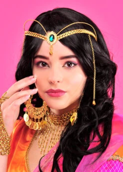 Bollywood Style Green Jewel Gold Headpiece