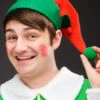 Red And Green Christmas Elf Hat With Pom Pom