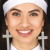 Womens Nun Large Cross Earrings -Halloween Fans Shop 26766 rs