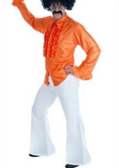 70s Disco Fancy Dress Mens White Flares