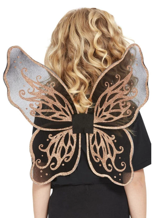 Childrens Halloween Gothic Black Fairy Wings 3 Childrens Halloween Gothic Black Fairy Wings