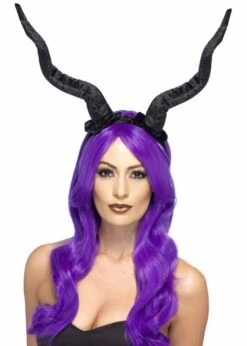 Womens Devil Long Black Demon Horns