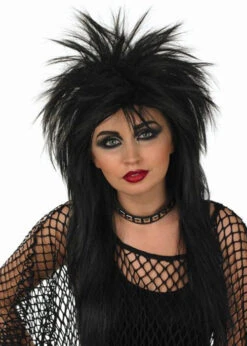 Black 80s Punk Long Glam Rock Wig