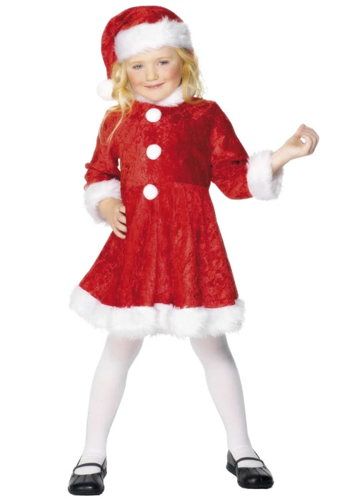 Kids Mini Miss Santa Girls Christmas Costume 3 Kids Mini Miss Santa Girls Christmas Costume
